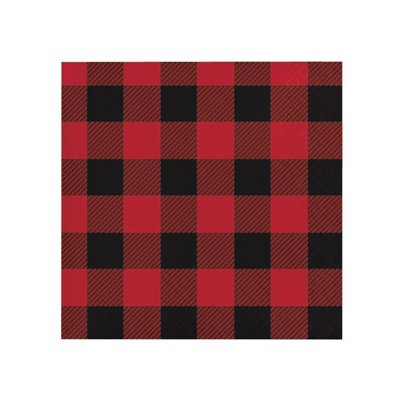Buffalo Plaid Dessert Napkins | Lumberjack Birthday Party | Woodland Baby Shower | Bear Baby Shower | Camping Party | Pack of 16 Napkins Il_570xn