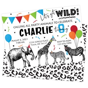 Printable Get Wild Safari Birthday Invitation | Party Animals Invitation | Jungle Birthday | Zoo Birthday | Digital Personalized Invite