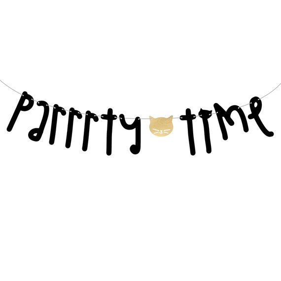 Parrrty Time Cat Party Banner 4.25ft | Cat Party Garland | Cat Birthday Party | Cat Party Decor | Kitten Theme Party | Kitty Cat Baby Shower Il_570xn