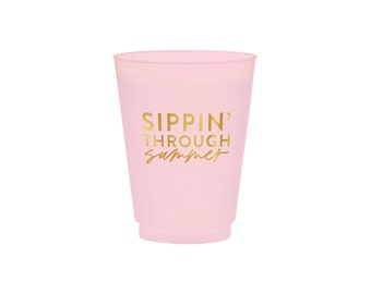 Sippin’ Through Summer Frosted Plastic Cups - 6ct - Pool Party Decor