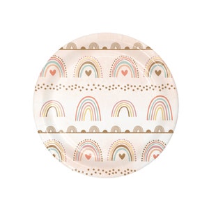 VERKAUF | Boho Regenbogen Dessert Teller 8ct | Boho Regenbogen Babyparty | Boho Wild ONE erster Geburtstag Dekor | Gedämpfte Regenbogenparty | Pastellfarbener Regenbogen