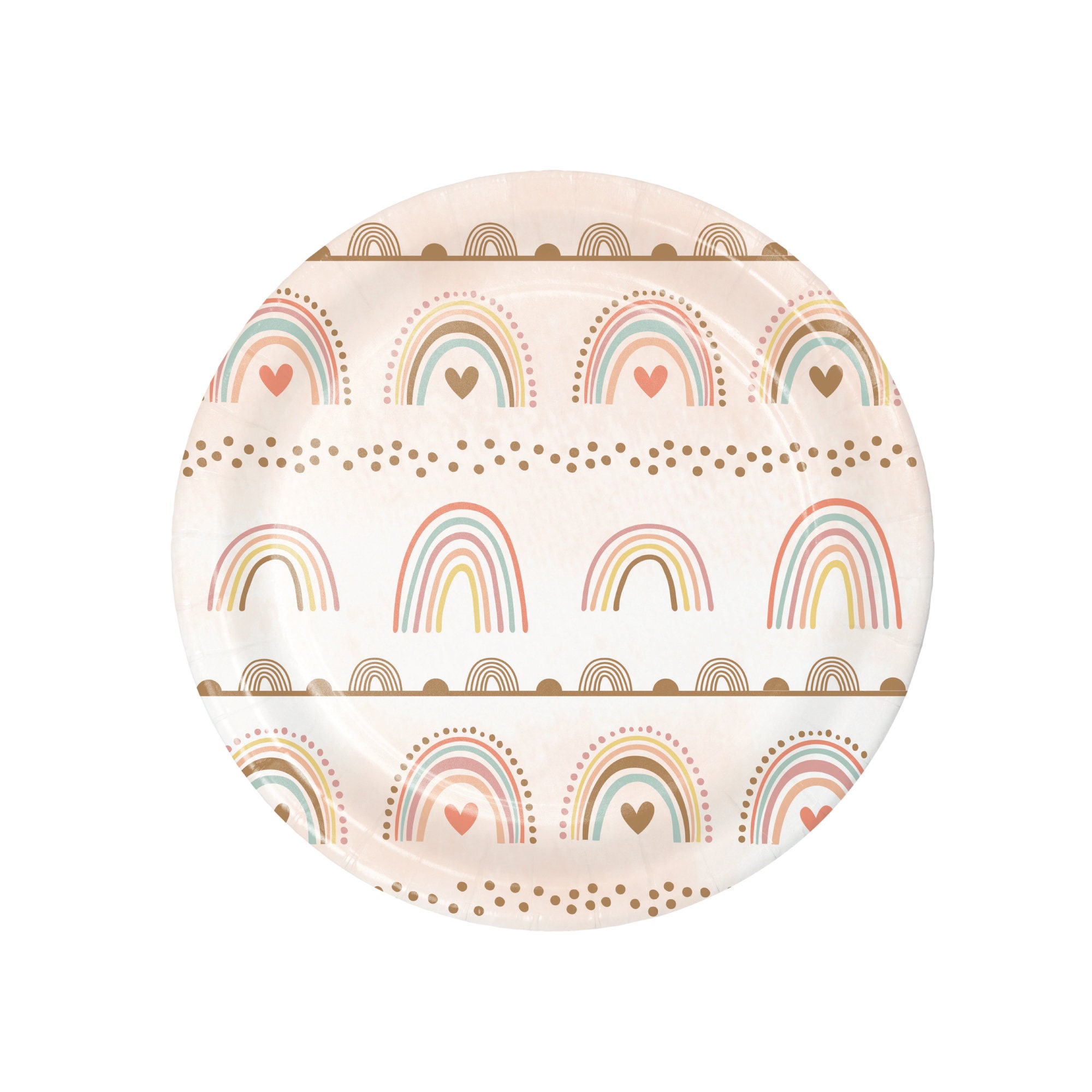 Boho Rainbow Dessert Plates 8ct Boho Rainbow Baby Shower Boho Wild ONE First Birthday Decor Muted Rainbow Party Pastel