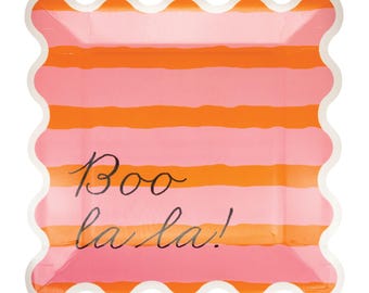 Boo La La Halloween Plates (8ct) – Pink & Orange Girly Party Decor for Spooky Bash