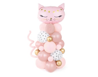 Pink Cat Balloon Bouquet 55" | Kitten Party | Kitty Cat Birthday | Pink Cat Balloon | Cat Party Decor | Kitten Baby Shower | Kitten Balloon