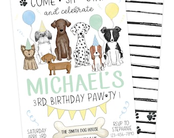 Dog Pawty Birthday Invitation - Puppy Party Invite (Digital)