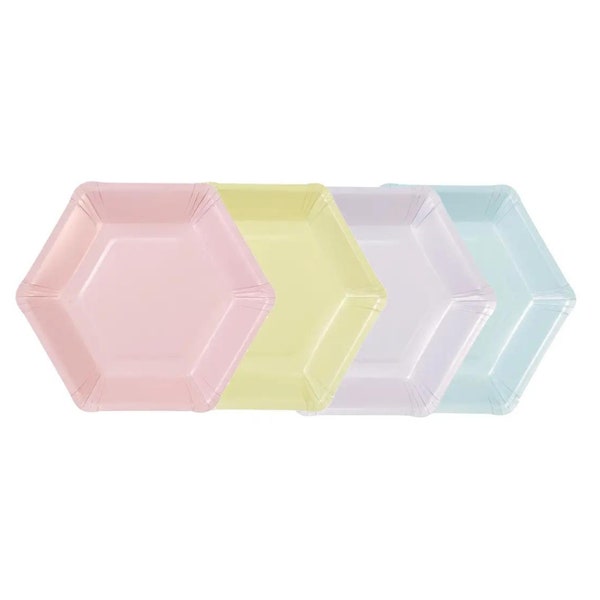 Grandes platos de cena hexagonales pastel 8ct / Fiesta de cumpleaños de helado / Baby Shower pastel / Decoración de cumpleaños arco iris pastel / Cumpleaños de unicornio