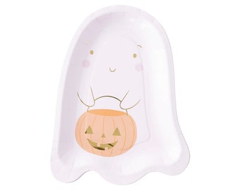 Ghoul Gang Ghost Halloween Paper Plates (8ct) – Spooky One Birthday or Boo Crew Party