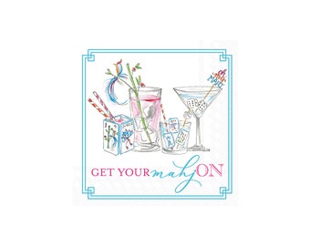 Mahjong Drinks Dessert Napkins 20ct | Mahjong Gifts | Girls Night Mahjong Party | Mahjong Birthday | Mahjong Napkins | Game Night Party