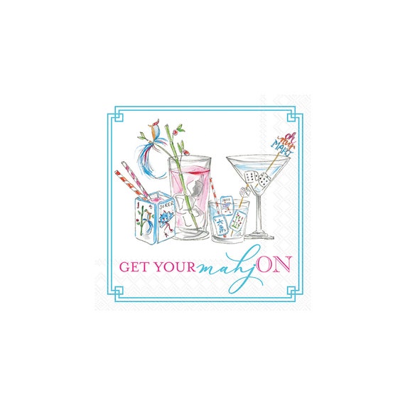 Mahjong Drinks Dessert Napkins 20ct | Mahjong Gifts | Girls Night Mahjong Party | Mahjong Birthday | Mahjong Napkins | Game Night Party