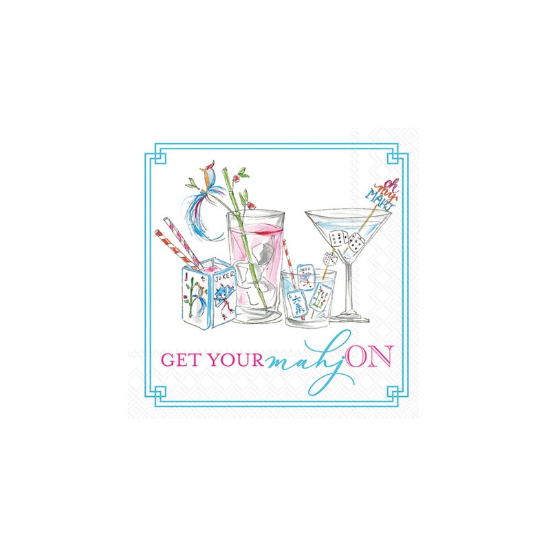 Mahjong Drinks Dessert Napkins 20ct | Mahjong Gifts | Girls Night Mahjong Party | Mahjong Birthday | Mahjong Napkins | Game Night Party image 1