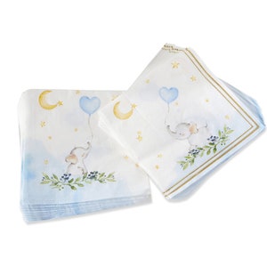 VENDITA / Tovaglioli pranzo blu baby elefante 30 ct / Baby Shower elefante / La piccola nocciolina sta arrivando / Compleanno elefante / Doccia di genere neutro