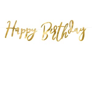 Banner de carta de feliz cumpleaños de oro 2 pies / signo de cumpleaños de oro / guirnalda de primera fiesta de cumpleaños / decoración de fiesta de cumpleaños de oro / fiesta de oro