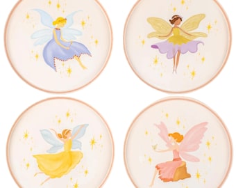 Fairy Garden Dessert Plates 8ct – Pastel Fairy Birthdays, Tea Parties, Baby Showers