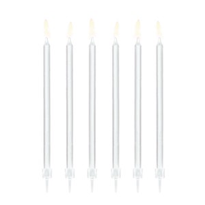 Velas de cumpleaños blancas altas 12ct / Toppers de pastel de fiesta de aniversario / Decoraciones de pastel de fiesta de cumpleaños para niños / Velas de pastel de cumpleaños blancas