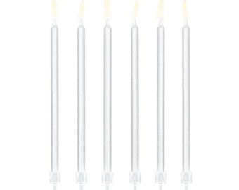 Tall White Birthday Candles 12ct | Anniversary Party Cake Toppers | Kids Birthday Party Cake Decorations | White Birthday Cake Candles