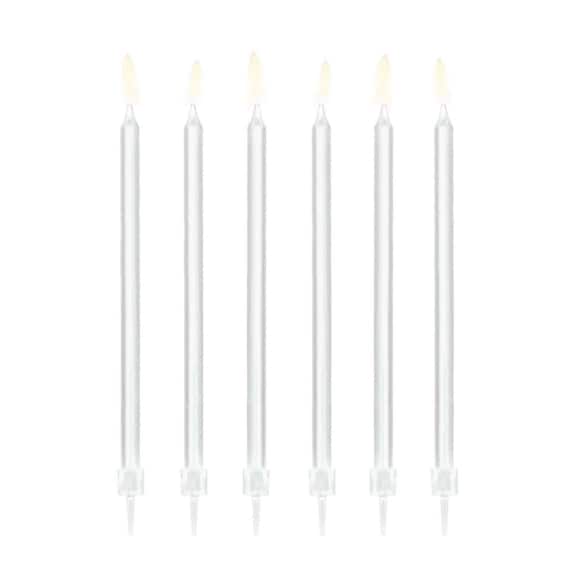 Tall White Birthday Candles 12ct Anniversary Party Cake Toppers