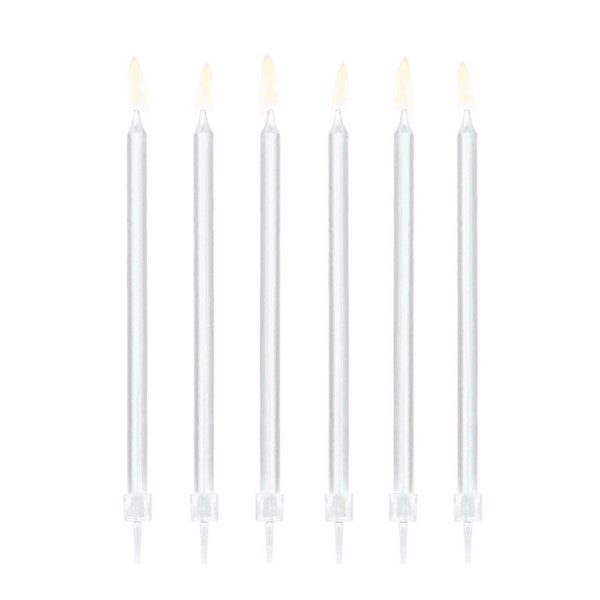 Tall White Birthday Candles 12ct | Anniversary Party Cake Toppers | Kids Birthday Party Cake Decorations | White Birthday Cake Candles