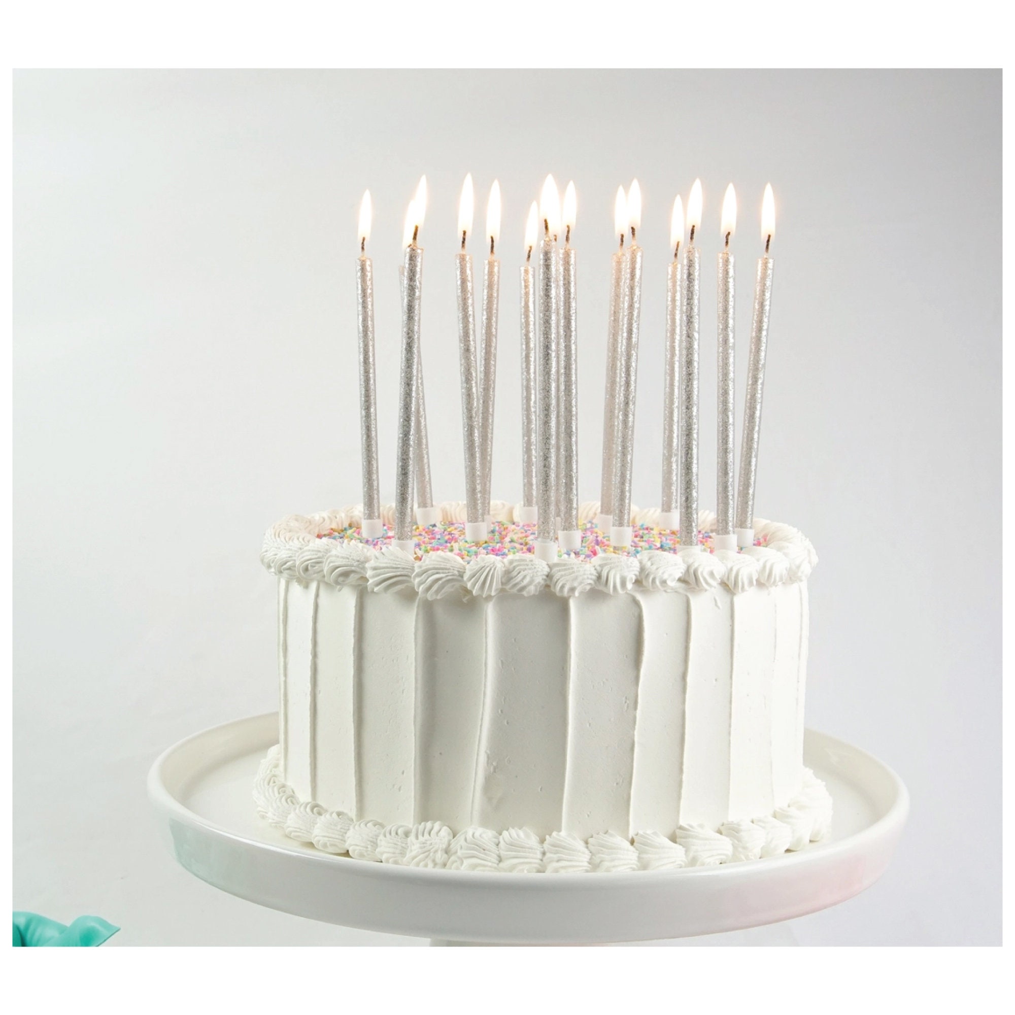 Tall Silver Glitter Birthday Candles 16ct Anniversary Party Etsy