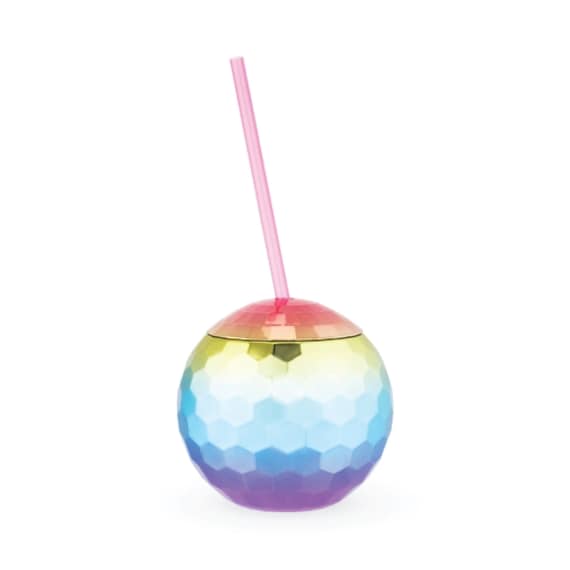 Rainbow Disco Ball Tumbler 1ct | Disco Birthday Party Drink Cup | Last Disco Bachelorette Party Favor | Disco Cowgirl | New Year's Eve Party Il_570xn