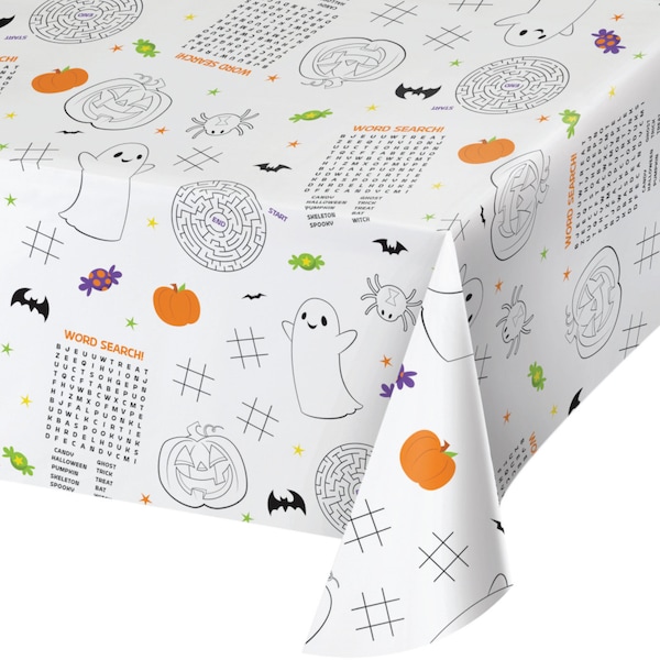 Halloween Party Coloring Tablecloth Etsy