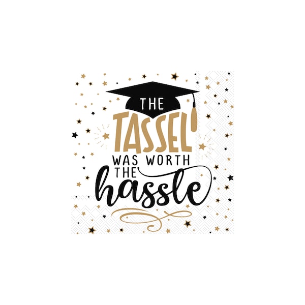 Tassel Was Worth the Hassle Graduation Dessert Napkins 20ct | Graduation Party Decor | Congrats Grad | High School Grad | College Graduation