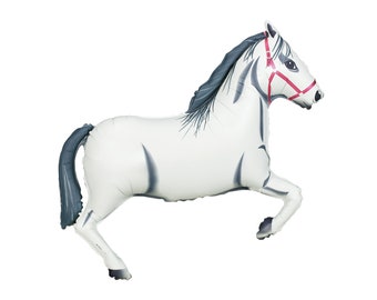 White Horse Foil Balloon 34in – Derby Celebration or Rodeo Birthday Party Decor