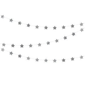 Silver Star Garland 12&#39; | New Years Eve Party Decor | Silver Christmas Decorations | Twinkle Twinkle Little Star | Space Party Theme