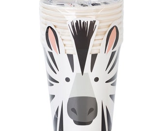 Zebra Paper Cups 9oz 8ct | Safari Birthday Party | Party Animals Birthday | Wild One Birthday | Safari Baby Shower | Wild Things Party