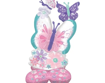 Butterfly Foil Balloon 44in – Pink & Purple Garden Party Decor for Birthdays or Baby Showers