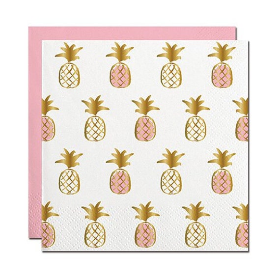 Pineapple Beverage Napkins | Summer Luau Party | Tropical Bachelorette Party | Tropical Bridal Shower | Pack of 20 Paper Napkins Il_570xn