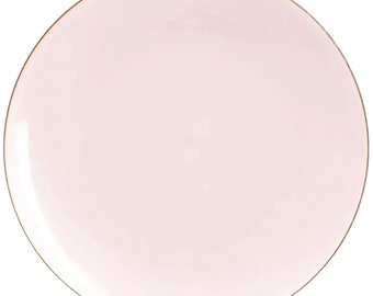 Pale Pink & Gold Reusable Plastic Dinner Plates 10ct | Pink Party Decor | Princess Birthday Decor | Bridal Shower | Girl Baby Shower