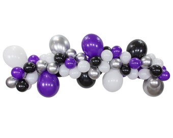 Spooktacular Halloween Custom Balloon Garland Kit 6ft | Photo Backdrop | Halloween Birthday Party | Purple Black White & Silver Balloon Arch