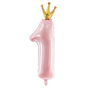 Princess Pink Foil Number ''1'' Balloon 35.5in | Girls First Birthday | Pink Birthday Party Decor | Princess 1st Birthday | Swan Princess