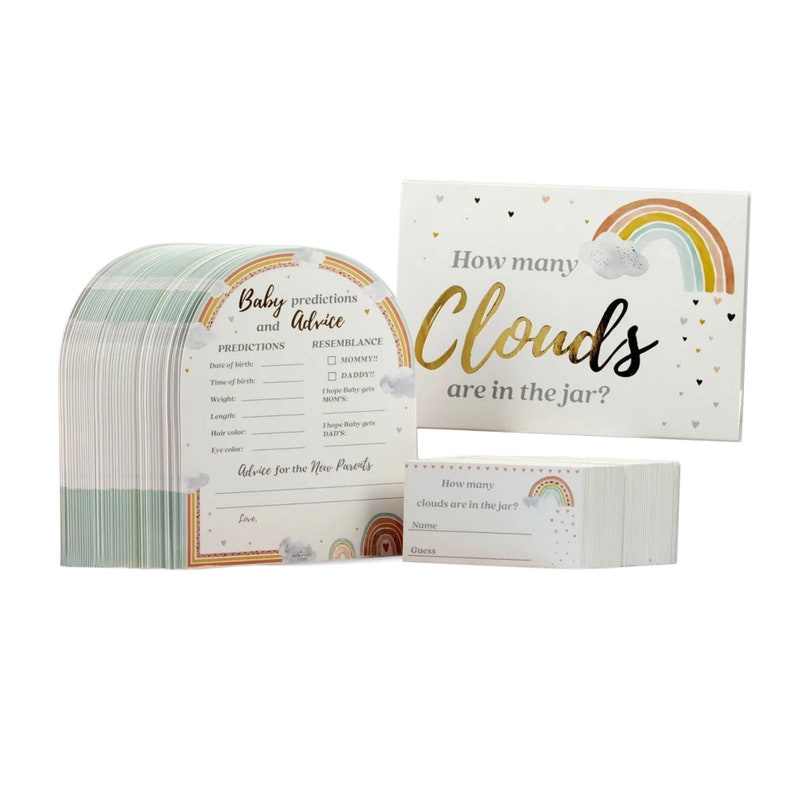 Boho Rainbow Baby Shower Advice Cards & Guess How Many Game Etsy