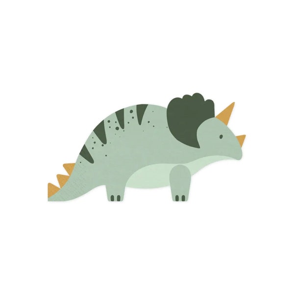 Green Triceratops Dessert Napkins 12ct | Dinosaur Birthday | Dino Baby Shower | T-Rex Birthday | Jurassic World Party | Dinosaur Party