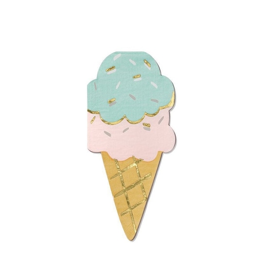Pastel Ice Cream Cone Napkins 25ct | Ice Cream Birthday Party | Here's The Scoop | Ice Cream Social | Two Sweet | Ice Cream Truck Party Il_570xn