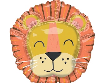 Obtenez un ballon visage de lion sauvage de 28 po. | Anniversaire safari | Baby Shower dans la jungle | Un anniversaire sauvage | Deux décorations d'anniversaire sauvages | Anniversaire d'animaux de zoo