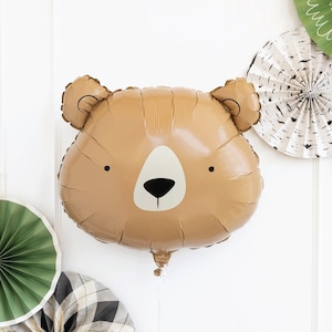 Adventure Bear Shaped Foil Balloon 24in | Woodland Baby Shower | Young Wild & Three | Little Explorer | Wilderness Party | One Happy Camper