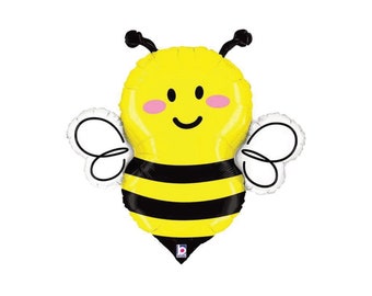 Smiling Bumble Bee Balloon 34" | What Will it Bee Gender Reveal | Bride to Bee | Mom to Bee Baby Shower Decor | Bee Party Decorations