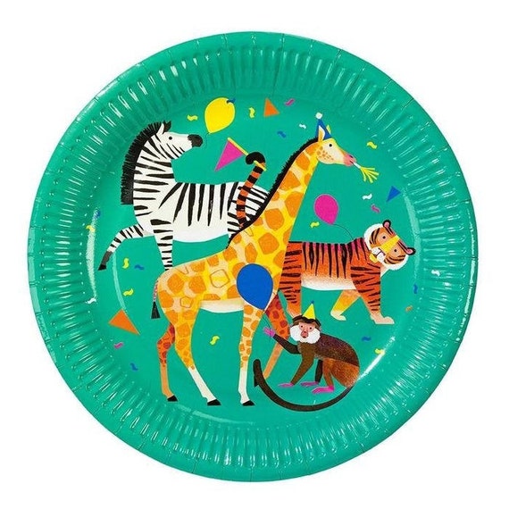 Party Animals Lunch Plates 9" | Jungle Birthday | Safari Party | Wild One | Two Wild | Pack of 8 Paper Plates Il_570xn