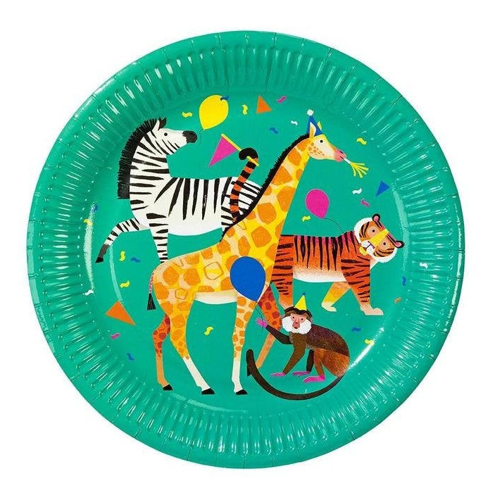 Party Animals Lunch Plates 9 8ct Jungle Birthday Safari Party Wild One Two Wild Paper Plates
