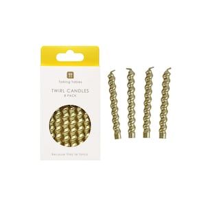 Twirl Gold Birthday Candles 8ct | Gold Candles | First Birthday Candles | Gold Cake Toppers | Gold Birthday Decor | Anniversary Candles