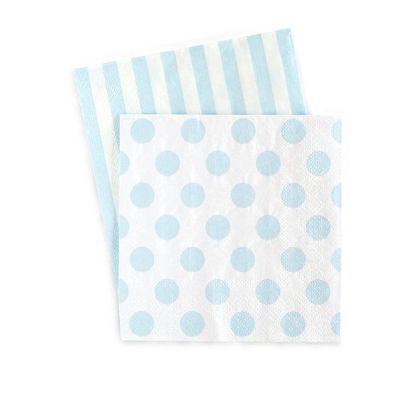 Light Blue Napkins | Boy Baby Shower Napkins | Boy Gender Reveal | Reversible with Blue Dots | Dessert Napkins | Pack of 20 Cocktail Napkins Il_570xn