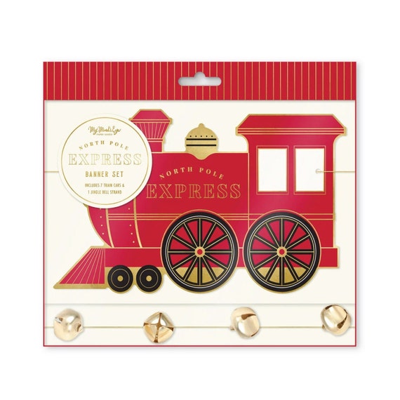 North Pole Express Train & Bell Garland Set 5ft | Christmas Bell Garland | Kids Christmas Party | Polar Express Birthday | Christmas Train Il_570xn