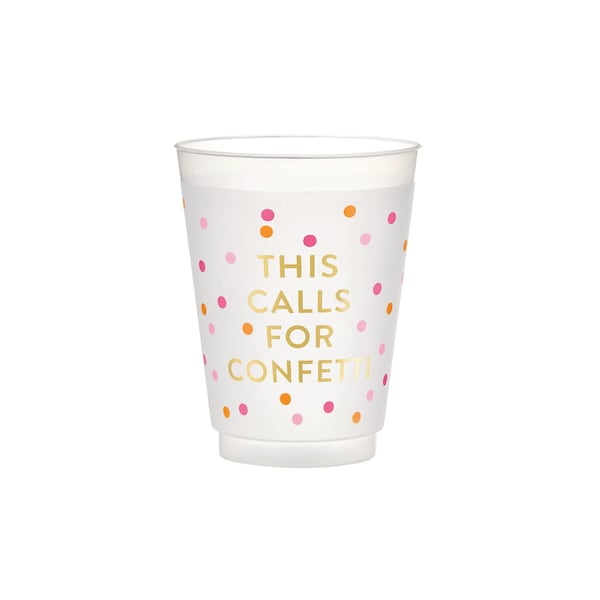 This Calls For Confetti Plastic Cups 8ct | Shatterproof Cups | Frost Flex Cups | Girls Birthday Cups | Girls Baby Shower Cups | Groovy Party