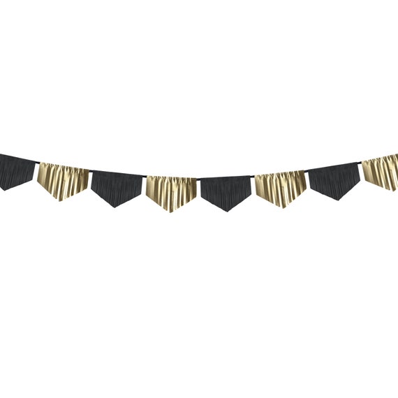 Black & Gold Fringe Garland 9.8ft | New Year's Eve Decorations | Wedding Party Decor | Graduation Party Banner | NYE Photo Backdrop Il_570xn