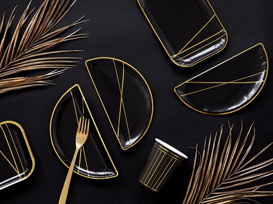 Black Gold Elegant Paper Cups 6ct New Year S Eve Party Etsy 日本