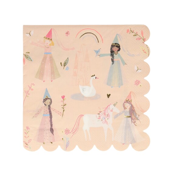 Fairytale Princess Lunch Napkins | Magical Princess Party | Princess and Knight Party | Girls Birthday | Pack of 16 Meri Meri Paper Napkins Il_570xn