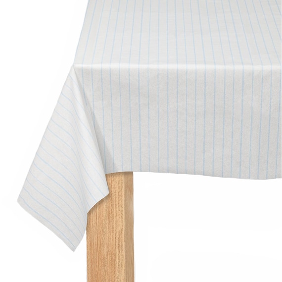 Pale Blue Pinstripe Paper Table Cover | Blue & White Tablecloth | Boy Birthday | Blue Party Supplies | Boy Baby Shower Decor Il_570xn