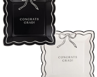 Bow Congrats Grad Paper Plates 8ct - Graduation Party Decor